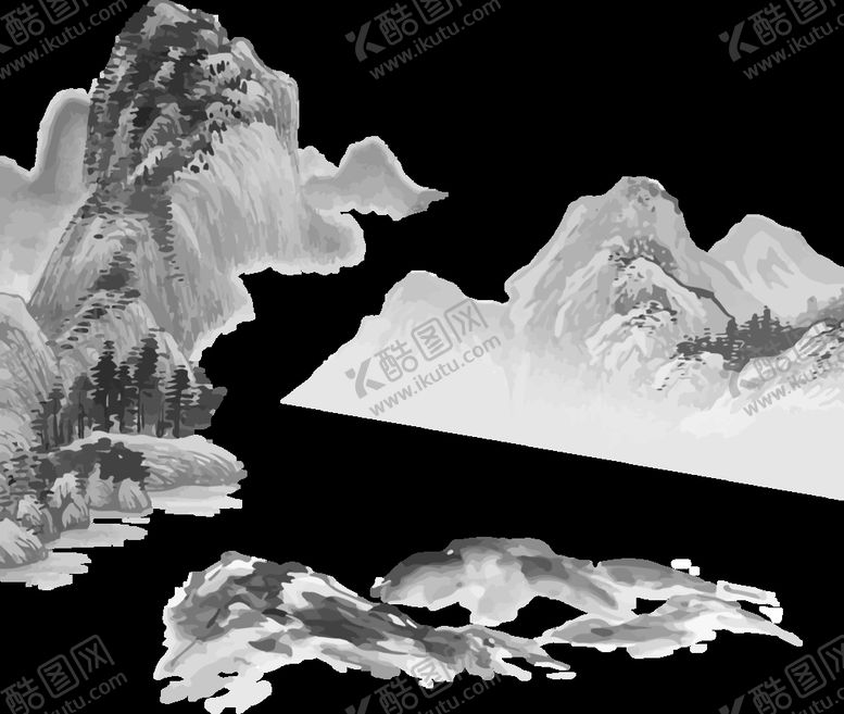 编号：01876310042328468651【酷图网】源文件下载-国画山水画墨画免扣底图