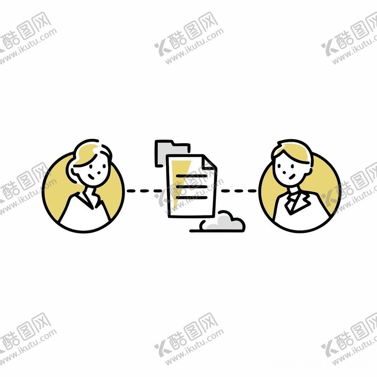 编号：94728502191310129635【酷图网】源文件下载-线描办公文件共享插画