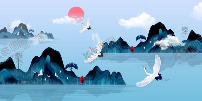 编号：15450306270216506719【酷图网】源文件下载-山水地产高端复古艺术山脉背景