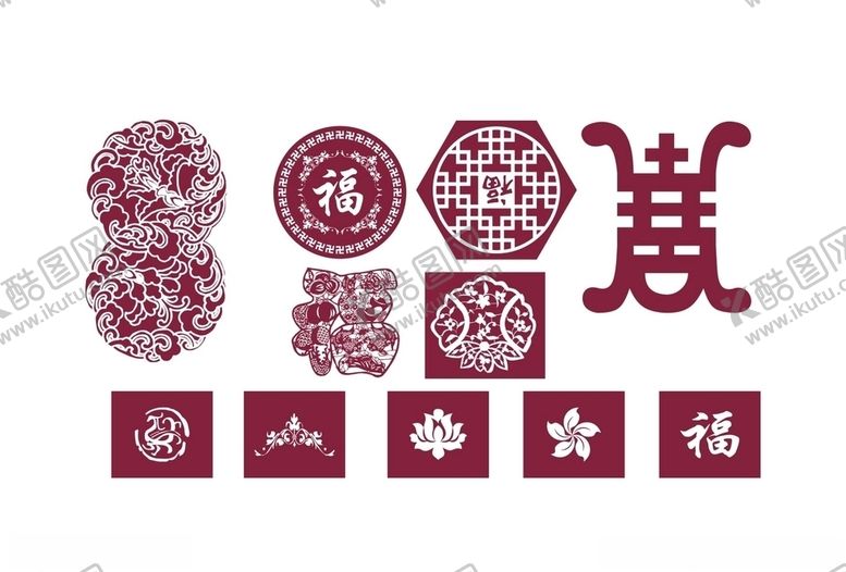 编号：68304010270614349471【酷图网】源文件下载-福字雕花图形雕花