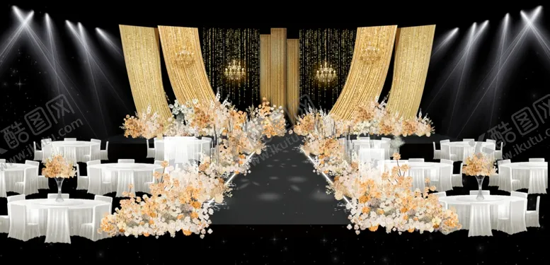 编号：88870204212136533108【酷图网】源文件下载-金色系婚礼仪式区布置
