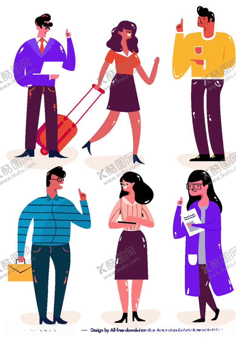 编号：54291109292216125712【酷图网】源文件下载-6款创意交谈人物