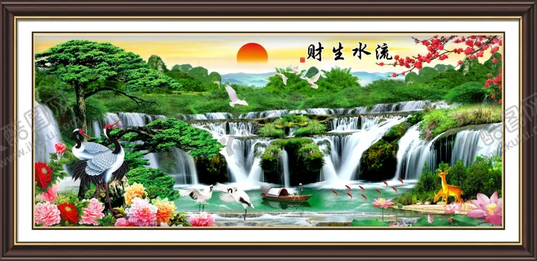 编号：58217404282153555705【酷图网】源文件下载-流水生财中式装饰画