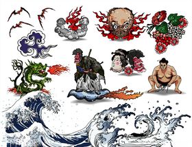 日本传统元素图标集合图片