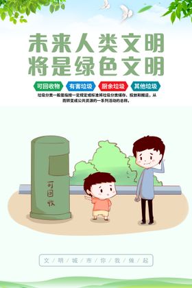 编号：31465209250309425873【酷图网】源文件下载-创建文明城市垃圾分类宣传海报