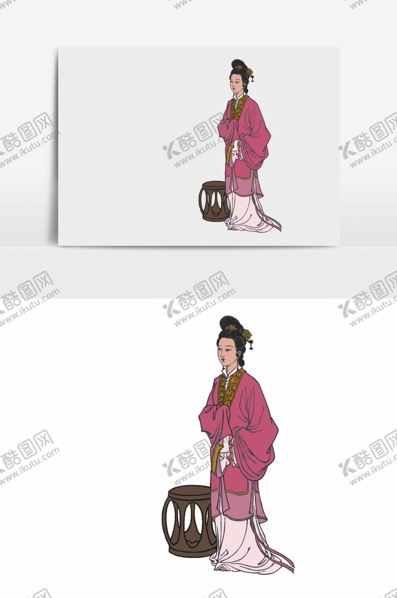 编号：11663109110413413341【酷图网】源文件下载-淡彩国画人物