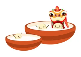 元宵插画闹节节快乐贺卡