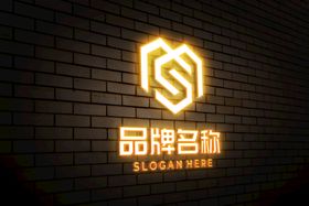 logo样机 标志样机 字体样金属效果镀金