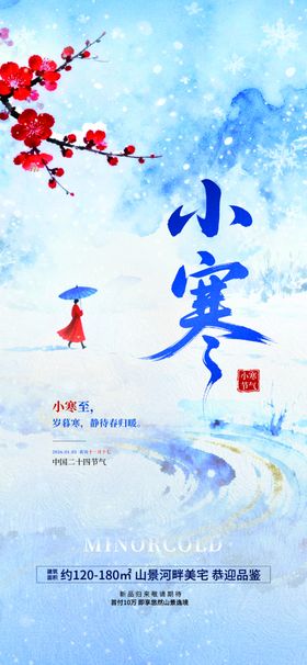 小寒节气插画海报
