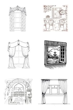 黑白素描窗户