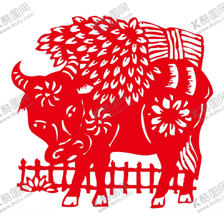 编号：25408509130245383173【酷图网】源文件下载-牛年剪纸插画