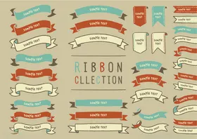 复古风格丝带装饰元素集