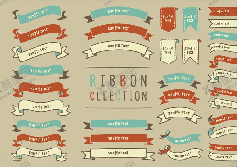 编号：74632211201438354894【酷图网】源文件下载-复古风格丝带装饰元素集