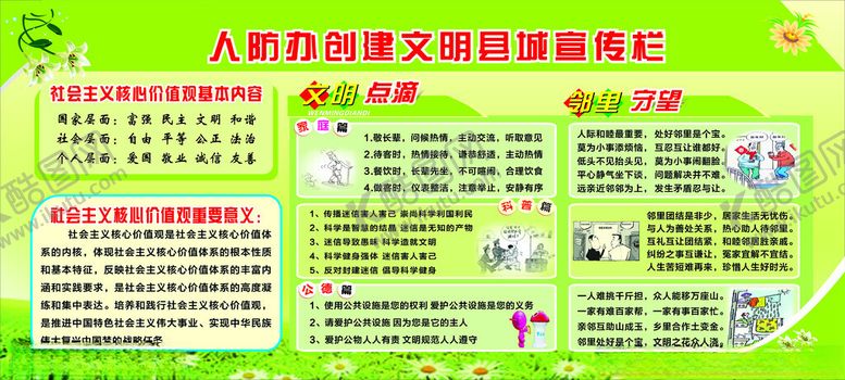 编号：95763404090110036144【酷图网】源文件下载-创建文明县城宣传栏