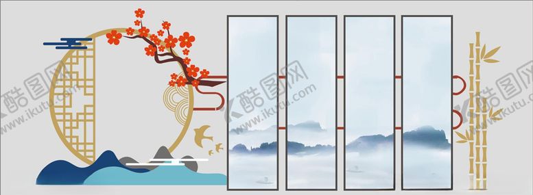 编号：88605209241530342193【酷图网】源文件下载-中式文化墙背景