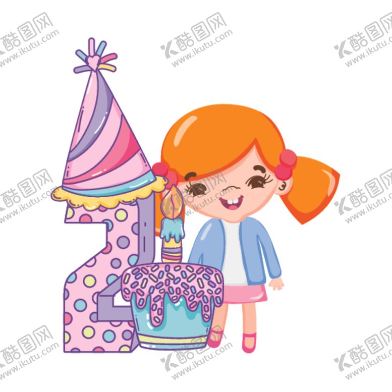 编号：87042605070943132295【酷图网】源文件下载-卡通生日女孩