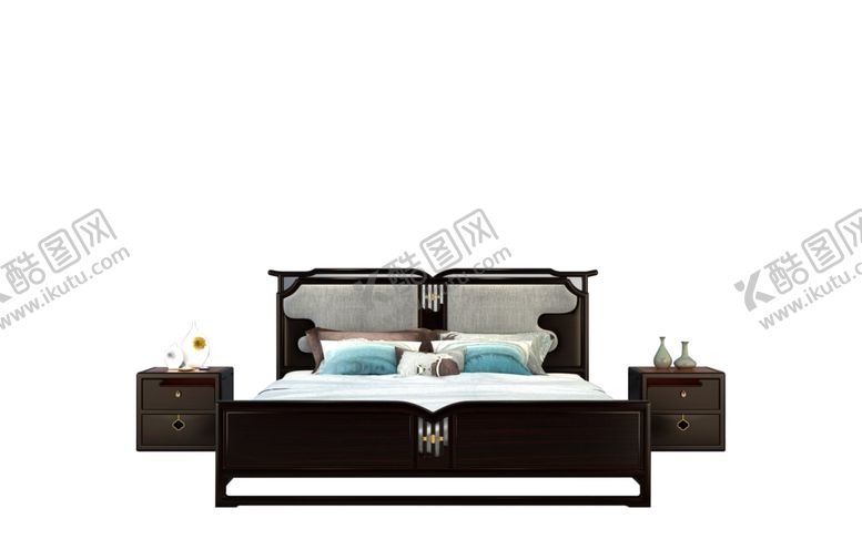 编号：73954109201107013125【酷图网】源文件下载-大床新中式大床红木大床