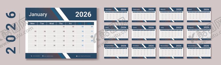 编号：98727504041325022878【酷图网】源文件下载-2026年台历模板