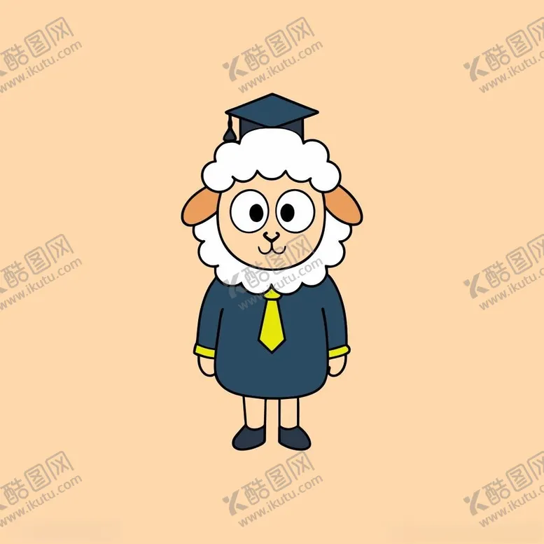 编号：53722901301732542836【酷图网】源文件下载-戴毕业帽的绵羊