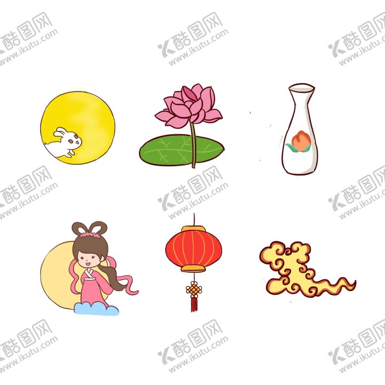 编号：72386009290419071228【酷图网】源文件下载-中秋图标手绘卡通元素