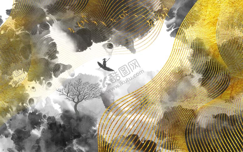 编号：89078009132141465305【酷图网】源文件下载-金色线条装饰画