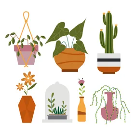 绿色植物插画卡通盆栽