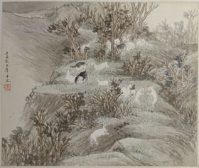任熊植物山水风景画