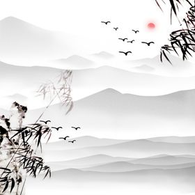 山水复古传统背景海报素材