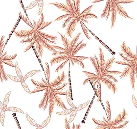 椰树线条花手绘碎花大牌