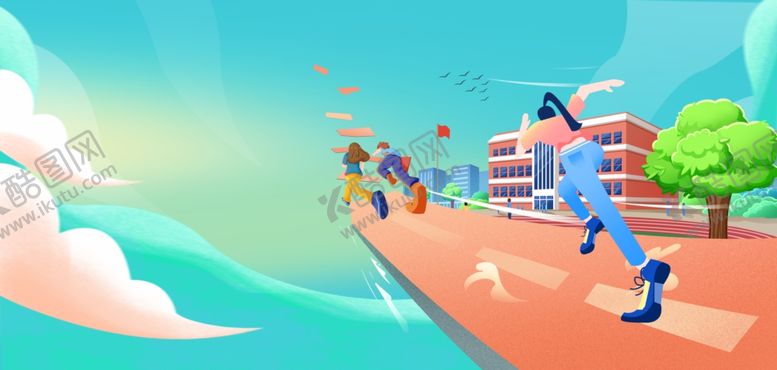 编号：88826304301943179708【酷图网】源文件下载-高考黄绿色扁平卡通高考背景