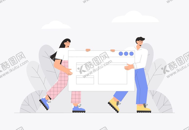 编号：09478209230610320263【酷图网】源文件下载-扁平风抽象人物插画