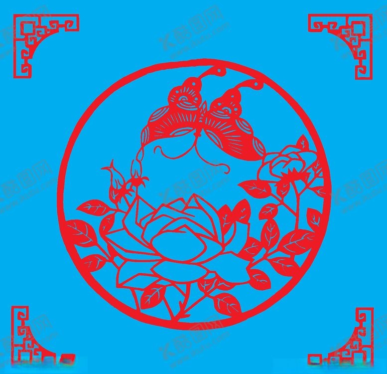 编号：51328710111952538073【酷图网】源文件下载-蝶恋花剪纸