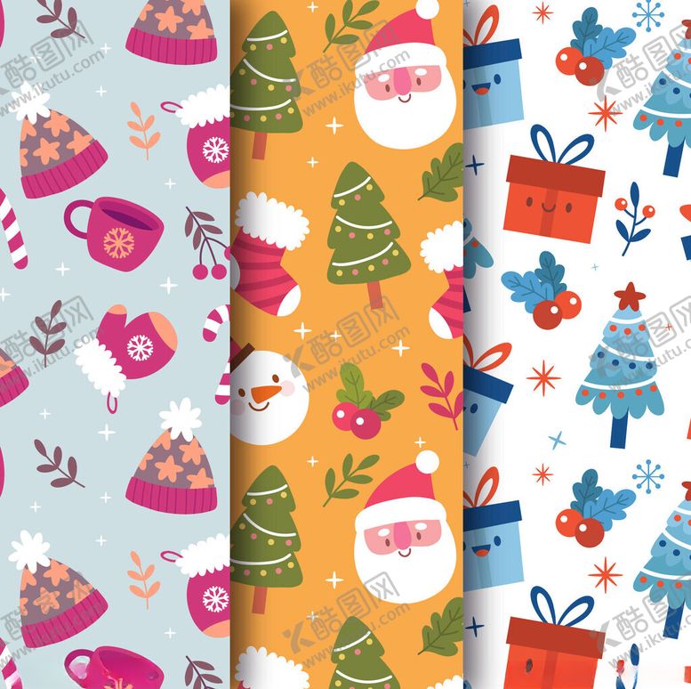 编号：90928504040416493913【酷图网】源文件下载-多彩圣诞图案素材集合