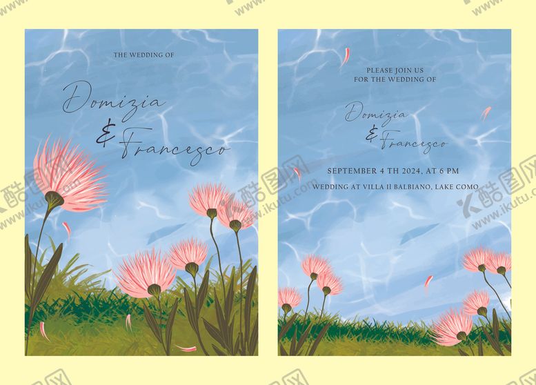 编号：57211311020424053178【酷图网】源文件下载-清新花卉婚礼请柬