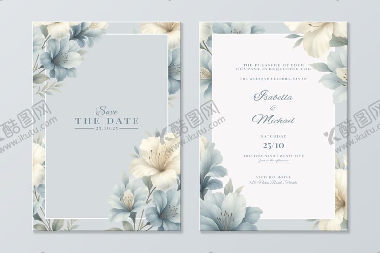 编号：33470309220446233646【酷图网】源文件下载-花卉婚礼请柬设计