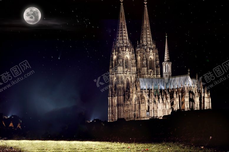 编号：97498009091343242709【酷图网】源文件下载-城堡夜景草地