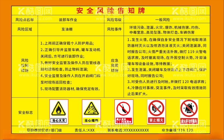 编号：23247411290351368558【酷图网】源文件下载-发油棚安全风险告知牌