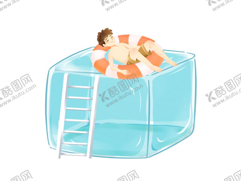 编号：57233510010918287247【酷图网】源文件下载-冰块游泳夏季插画卡通海报素材