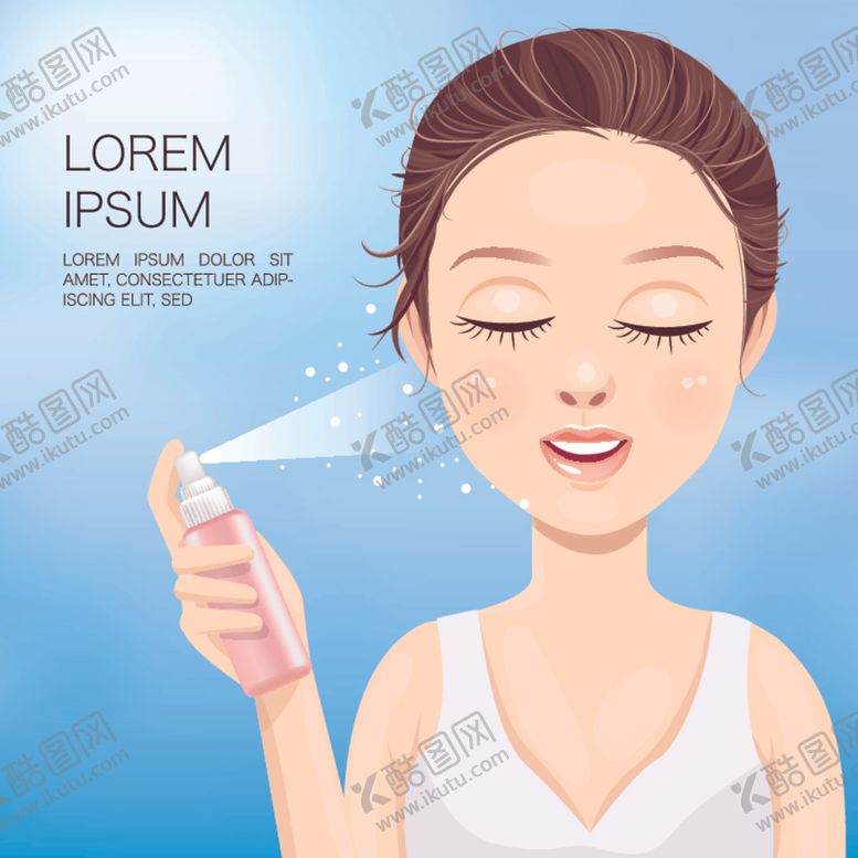 编号：31472510282204411603【酷图网】源文件下载-女孩做面膜保养插画