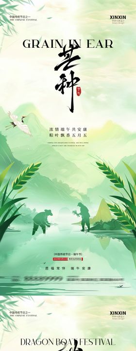 端午节芒种节气插画系列海报