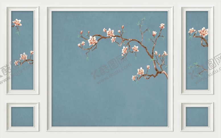 编号：63061509292240588798【酷图网】源文件下载-自带框玉兰背景墙