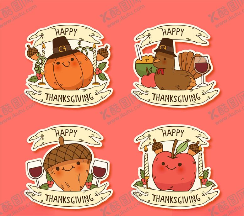 编号：90405409140301214095【酷图网】源文件下载-可爱表情感恩节卡片