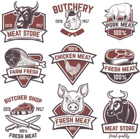 肉类相关复古风标志设计