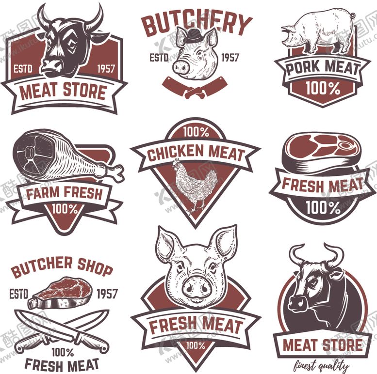 编号：18193604010051242813【酷图网】源文件下载-肉类相关复古风标志设计