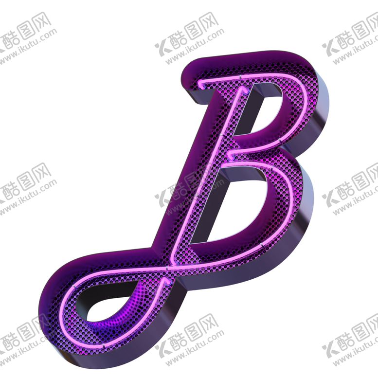 编号：22474707130150413086【酷图网】源文件下载-高清立体紫色霓虹灯字母元素