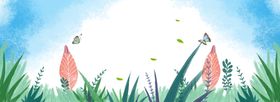 夏季手绘植物促销海报