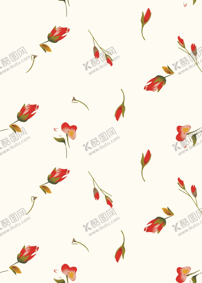 编号：58800904162103353006【酷图网】源文件下载-白色背景上的红色花朵图案