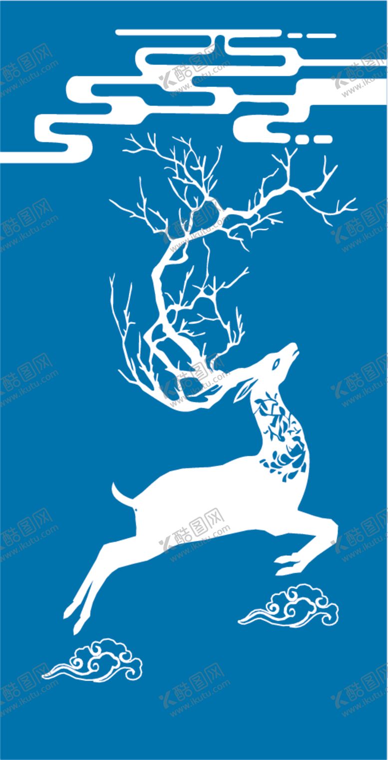 编号：52989810051624332577【酷图网】源文件下载-玄关树角鹿祥云