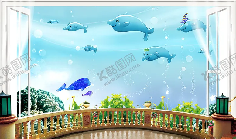编号：94309104281911203180【酷图网】源文件下载-美丽海底世界电视背景墙
