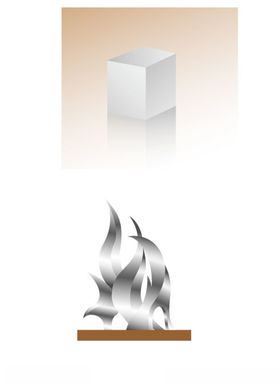 立方体与不锈钢雕塑